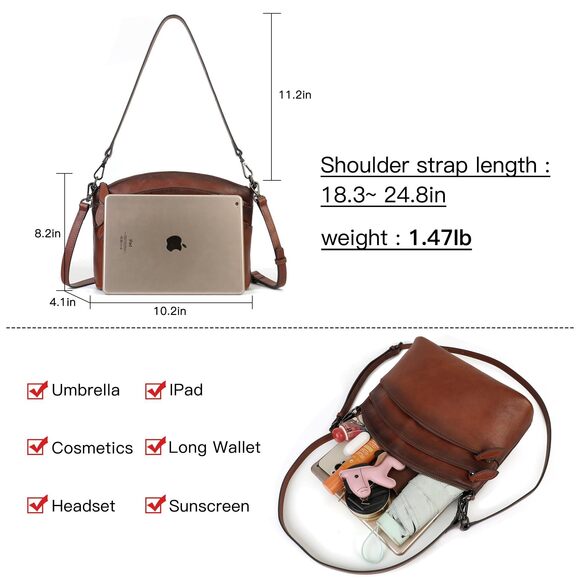 8195 Purses Leather Crossbody Bags Organizers Shoulder Bag Multi Pockets
